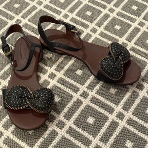See by Chloe Clara Bow Studded Black
Flat Sandal with Ankle Strap- Size 37